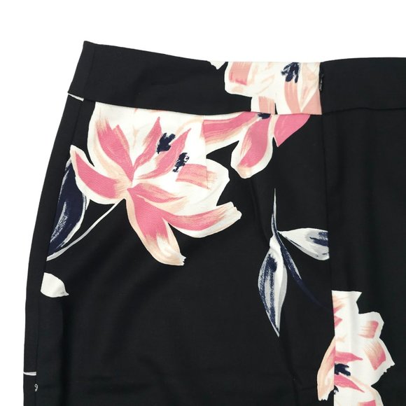 Ann Taylor Factory Floral Pencil Skirt Womens Sz 10 Black Pink Back Zip Slit NEW - Picture 13 of 16